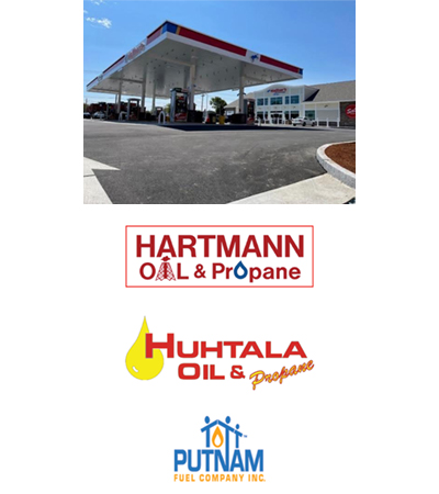 a gas station above hartmann, huhtala, and putnam logos.